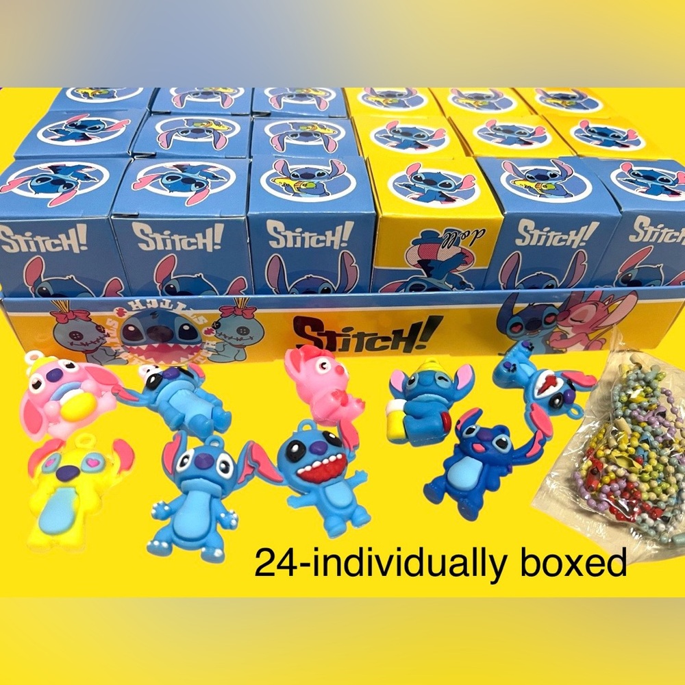 Case 24 Stitch Bag Charms NIB Kids Bday Party/Teachers Treasure Chest